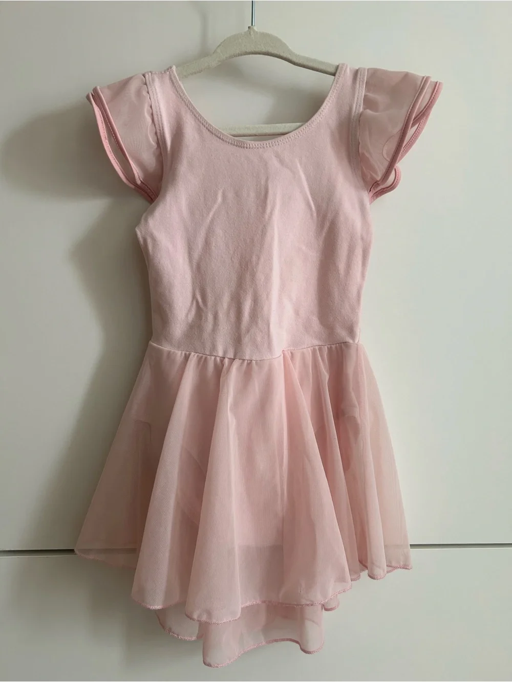 Girls Pink Ballet Tutu Dress with Ruffle Sleeves - Size 110 (US 5)